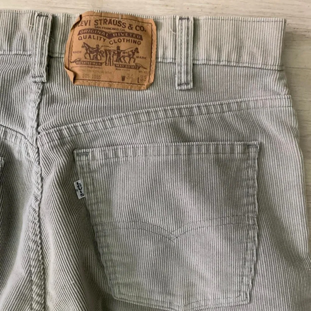 Levis 505 Mens Grey Corduroy Straight Leg Jeans 34x33 Vintage 90s USA Made